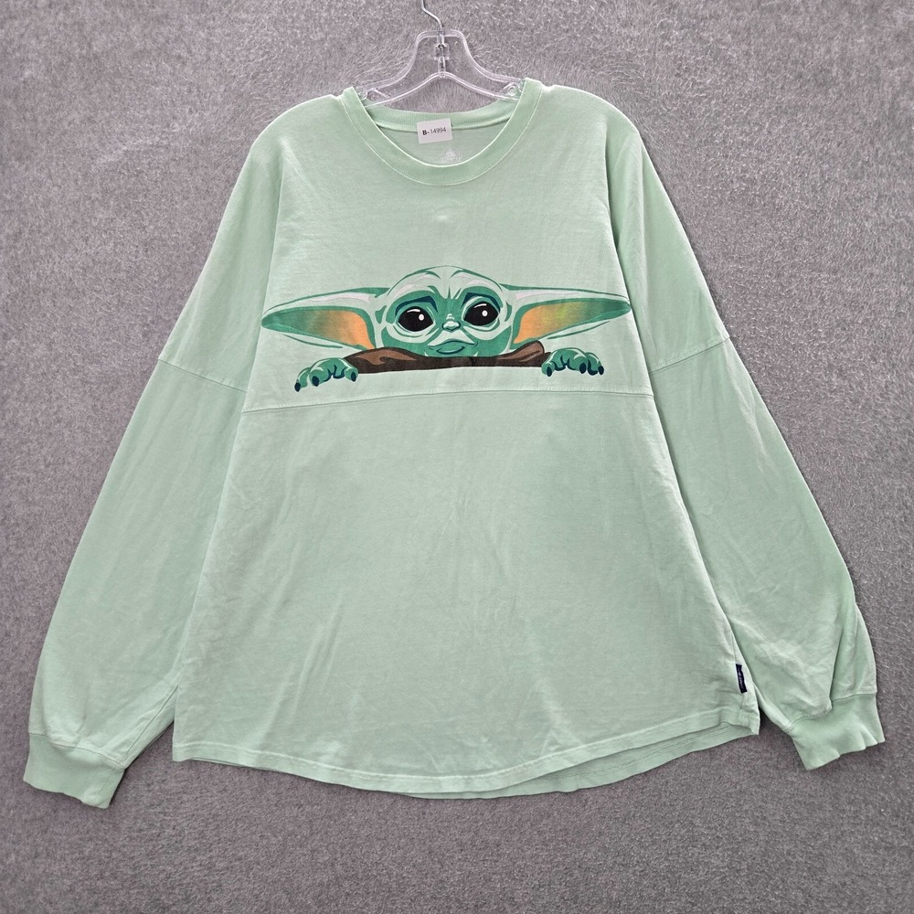 Star Wars Men Shirt Large Green The Mandalorian Baby Yoda Spirit Jersey Disney
